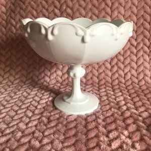 Accents - Milk Glass Pedestal Bowl-Center Piece Vintage Accents - Milk Glass Pedestal Bowl-Center Piece Vintage
